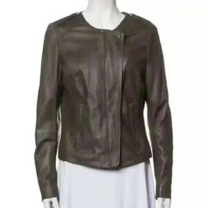 Muubaa Leather Biker Jacket Medium US 8 Brown EUC